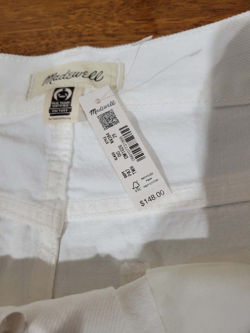 Madewell Pieced Barrel-Leg Jeans NV384 NWT Size 29 White - Picture 5 of 8